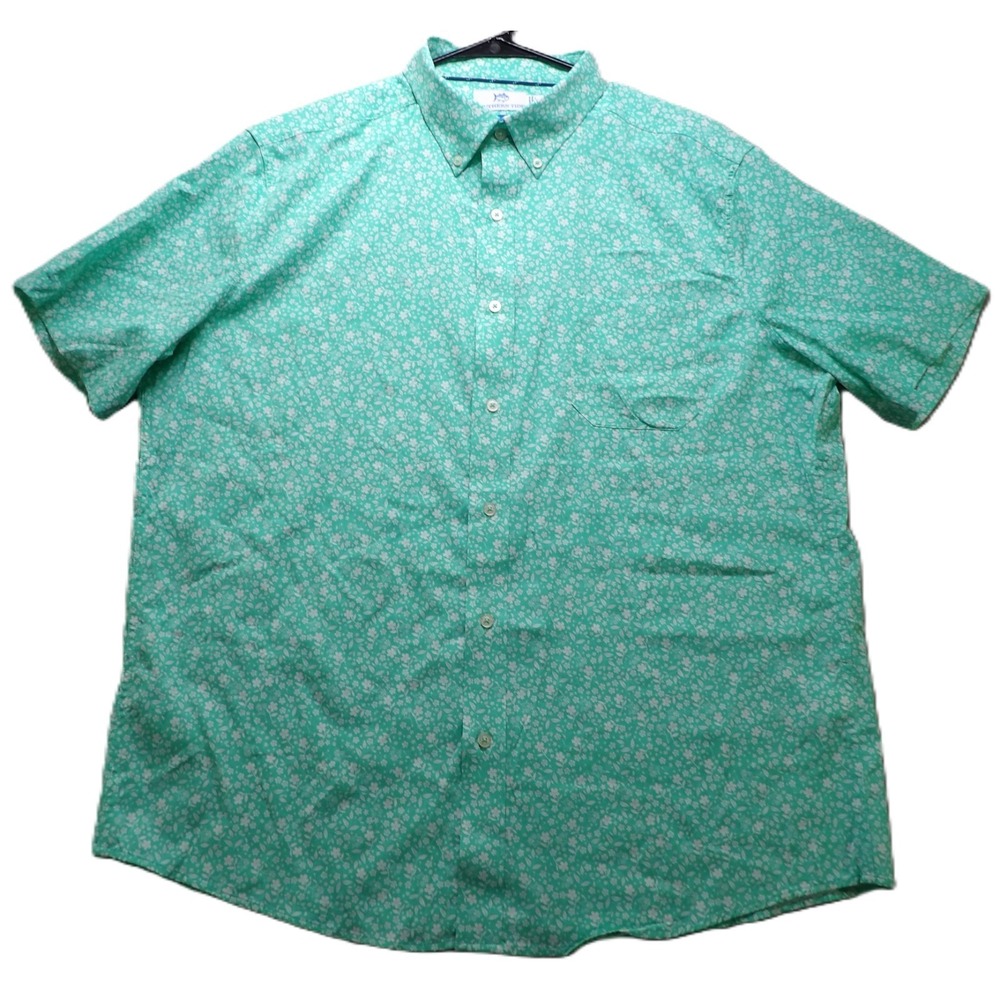Southern Tide Garden Blooms Coastal Breeze Men XL Florida Keys Performance Shirt